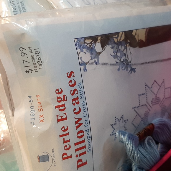 Basket full of cross stitch items - Picture 2 of 12